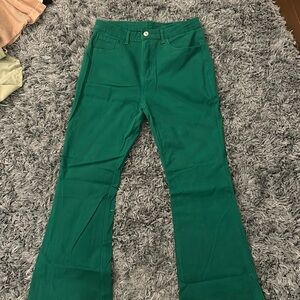 Green flare jeans